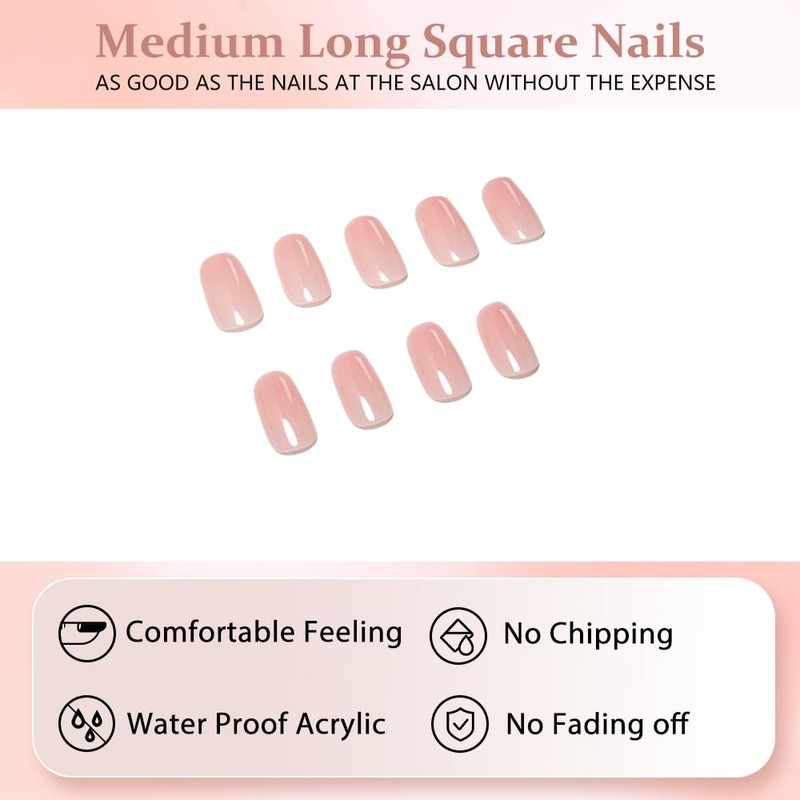 KXAMELIE Baby Pink Press on Nails Medium Coffin Gel Natural