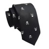 Secdtie Men's Skinny Silk Tie Repp White Skull Black Jacquard
