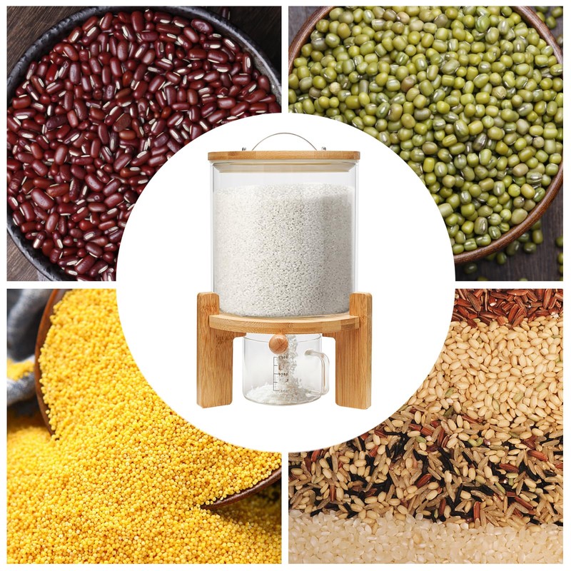 AngelcityCC Flour and Cereal Container, Rice Dispenser 5L Glass Food