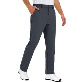 TACVASEN Grey Dress Pants Men Classic Fit Golf Slacks for Men Lightweight Flat Front Work Casual Pant with 5 Pockets 38