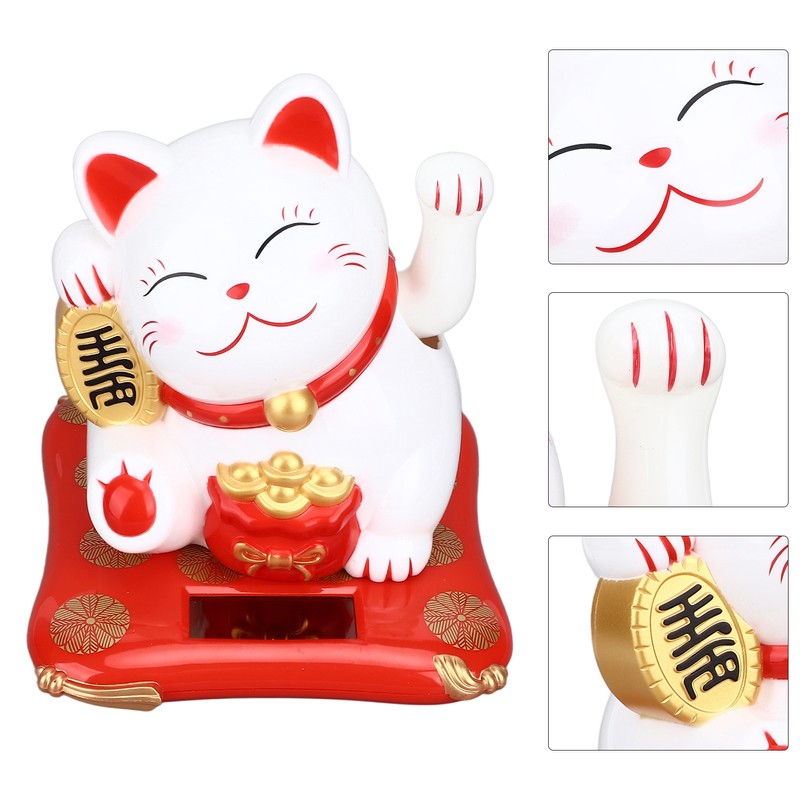 Lucky Cat Solar Powered Cute Decorative Wealth Welcoming Waving Fortune