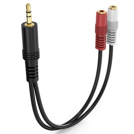 Stereo Mono Converter Cable 3.5mm Mini Plug 3 Pole Male to 3.5mm Mono Mini Female x 2 2 Branch Cord 15cm Wuernine Headphone Earphone Speaker Compatible