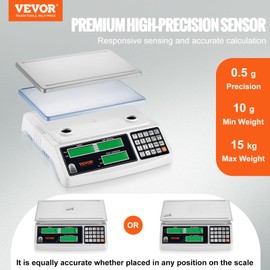 VEVOR Industrial Counting Scale, Digital Scale for Parts and Coins, Electronic Gram Scale Inventory Piece Counting Scale Kitchen Jewelry Counting Scale with 3 LCD Screens 30 kg x 1 g, g/kg/lb Units