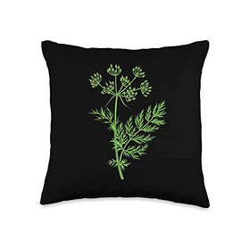 Big Herbs Color Line Graphic Caraway Green Herb Plant Retro Vintage Drawing Art-Caraway Throw Pillow, 16x16, Multicolor