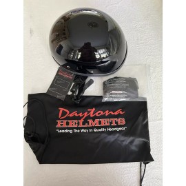 Daytona Helmets Half Skull Cap Motorcycle Helmet – Hi-Gloss Black-Large