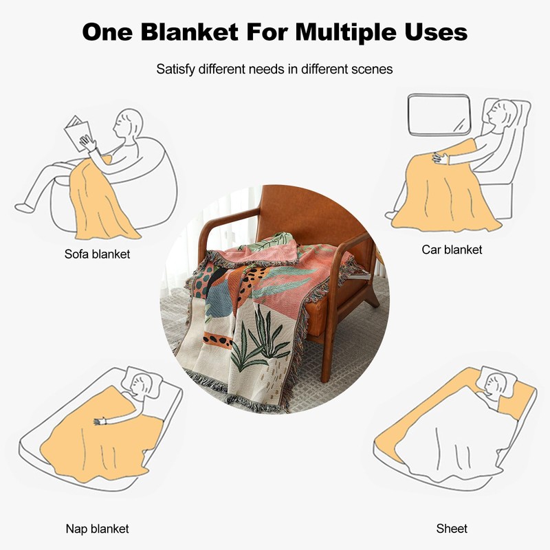 Ergocar Boho Cuddly Blanket, Fluffy Blanket with Tassels, Thin and