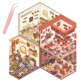 4 Sets 3D House Sticker Set, 3D Sticker Scene, DIY 3D Sticker Scene, 3D House Stickers, 3D Stickers, Paper House Stickers, House Stickers, Scene Sticker for Adult Kid Relief Stress Pass The Time