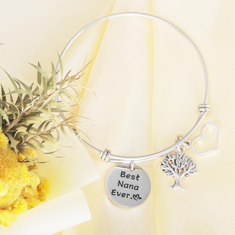 Kivosliviz Best Nana Ever Bracelet Birthday Gift for Nana Expandable