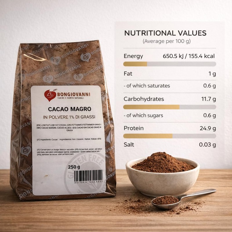 BONGIOVANNI Farine e Bontà Naturali Cacao Magro in Polvere 1%