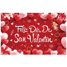 YEIRFYY Red Feliz Día De San Valentín Backdrop Banner 71 x 45 Inch Happy Valentine’s Day Background Banner Valentines Day Heart Party Decorations Feliz Dia De San Valentin Party Supplies