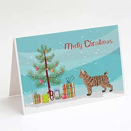 Pixie Bob #2 Cat Merry Christmas Greeting Cards and Envelopes Pack of 8