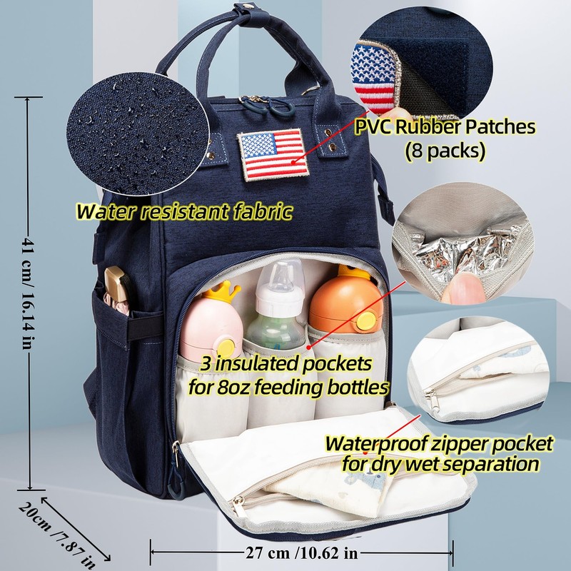 QWREOIA Diaper Bag Backpack for Dad and Mom with USB