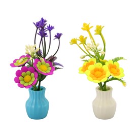 2Pcs Artificial Aquatic Plants Fluorescent Bright Colors Resin Silicone Vase Style Aquarium Plants for Decoration