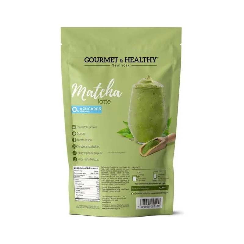 Matcha Latte Gourmet & Healthy 0% Azúcar 600g Rinde 60