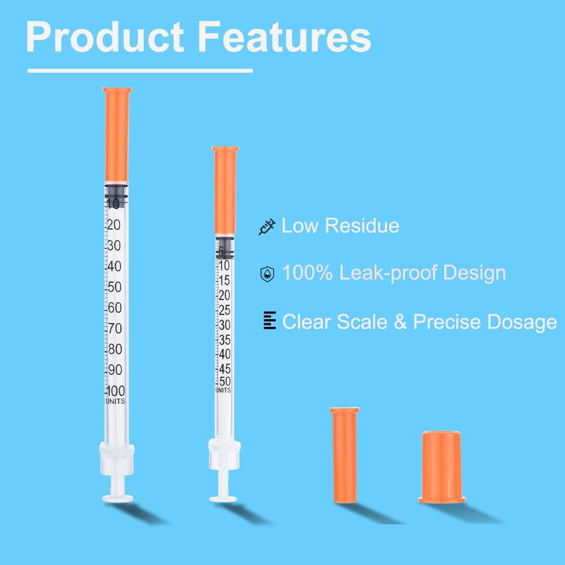 1ml 29G 5/16" (8mm) Syringe, U-100 Lab Supplies, Individually Wrapped,