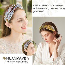 3 Pieces Headbands for Women Hair Boho Wrap Tie Fashion Hair Bands Elastic Twist Hair Scarf Pretty Bow Tie Hair Bands Wide Alice Hair Bands for Women UK and Girls (RoseDE)