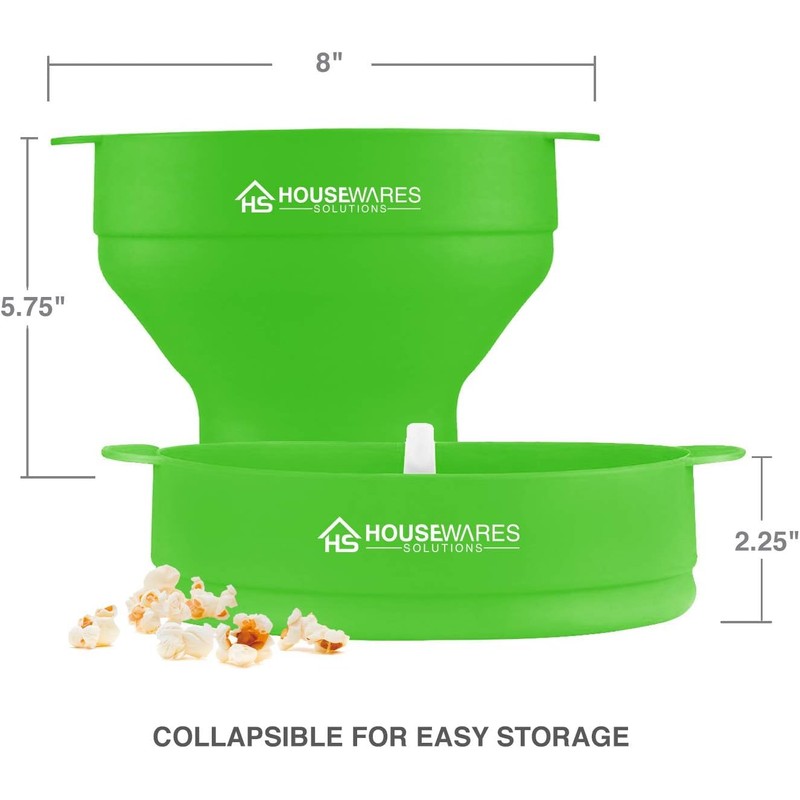 Collapsible Silicone Microwave Hot Air Popcorn Popper Bowl With Lid