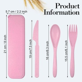 Yahenda 96 Sets Reusable Travel Utensils Set with Case Wheat Straw Cutlery Portable Spoon Knife Fork Tableware Lunch Box Bulk for Adults Travel Picnic Camping Utensils Gifts (Multi-colorful Colors)