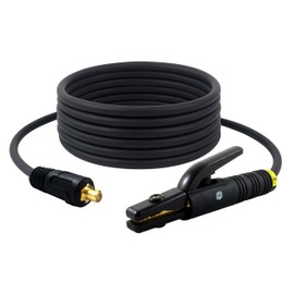 SÜA - 300 Amp Welding Electrode Holder Lead Assembly - Dinse 35-70 Connector - #1 AWG 100% Copper Cable (15 FEET)