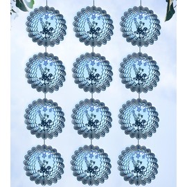 12 Pcs Metal Bird Scare Discs Set – Highly Reflective Fairy Wind Spinners, Bird Reflectors to Keep Birds Away, Outdoor Garden Decor for Patio and Outside