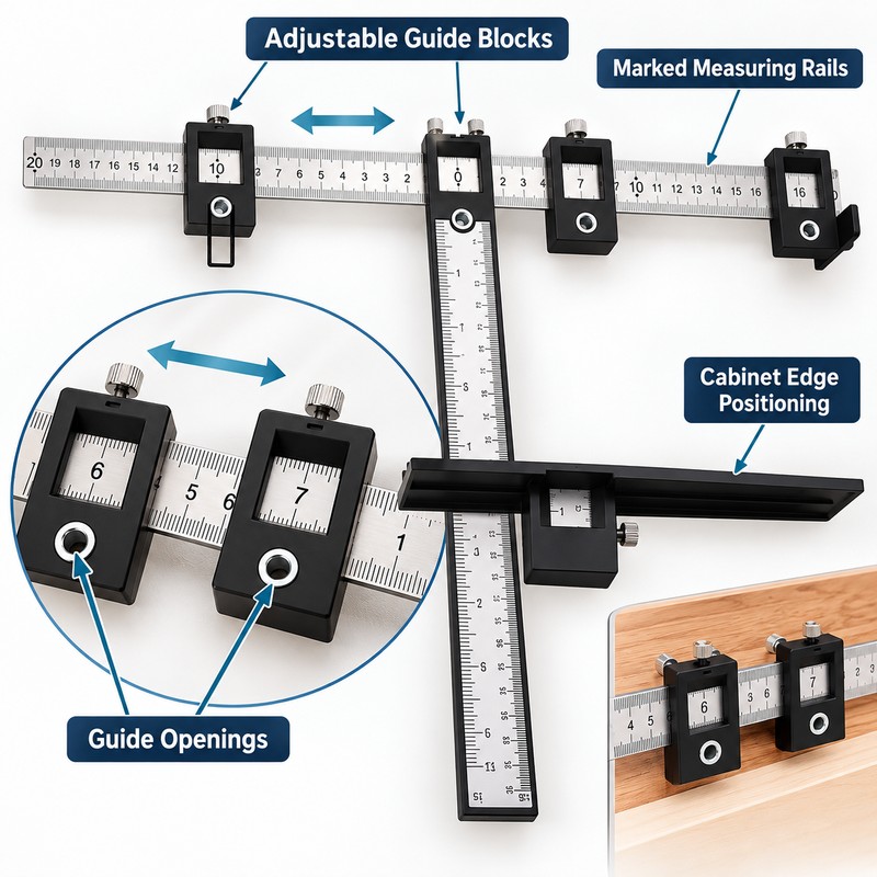 Adjustable Cabinet Hardware Jig for Handle and Knob Installation –