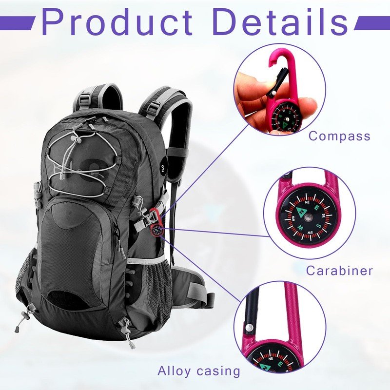 Pack of 10 Compass Keyrings, Mini Compass, Multifunctional Portable with