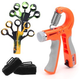 Fortalecedor de Agarre Set,Ejercitador de Antebrazo,con Contador,Ejercitador de Mano Ajustable,Kit para Ejercicio Mano,para El Recuperación y Entrenamiento de Fuerza de Articulaciones de Los Dedos