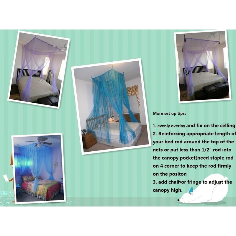 4 Post Bed Canopy Netting Functional Mosquito Net Full Queen