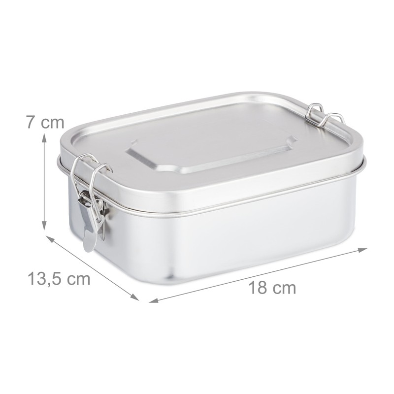 Relaxdays Stainless Steel Lunch Box Leak-Proof Airtight Lunch Box for