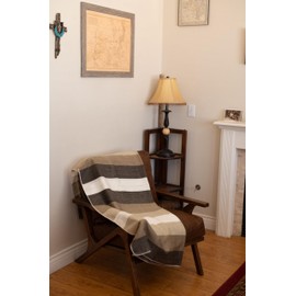 Alpaca Land, Handmade Ecuadorean Alpaca Wool Blankets/Throws (Light Brown Stripe)