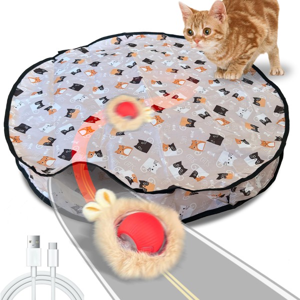Interactive Cat Toys, Fast Rolling Ball in Play Mat, Automatic