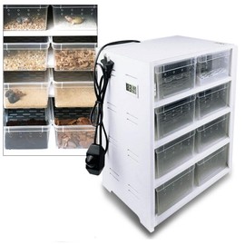 WUPYI Reptile Feeding Box,Rectangle White Transparent Reptile Cage Breeding Cabinet with Hygrometer,Reptile Insect Spider Turtle Cage Fish Pet Lizard Feeding Breeding Box,with 13W Heating Pad