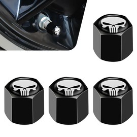 DACIRTY 4 PCS Long Tooth Skull Tire Valve Trim Caps, Temperature Resistant Alloy Valve Caps for Most Cars (White)