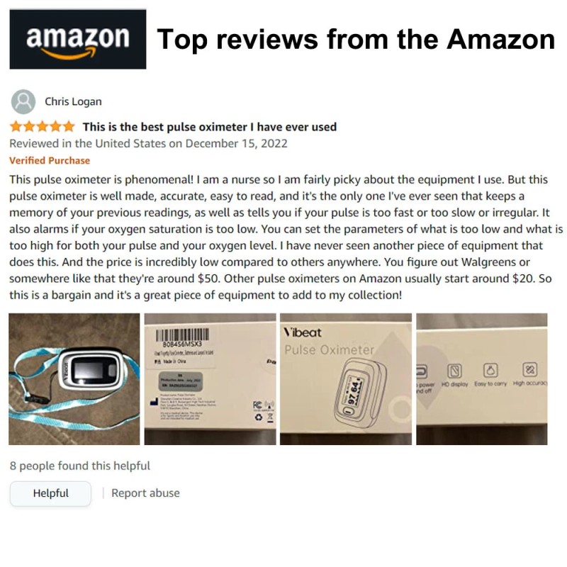 Vibeat Pulse Oximeter Measure Blood Oxygen Saturation, Pulse Rate, PI