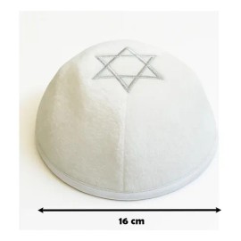 Kippah Grande De Terciopelo Blanco Kippot 16 Cm
