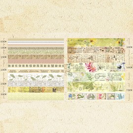 Songdao 20 Rolls Vintage Washi Tape Set Retro Arts Adhesive Tapes Fleeting Monologue Decorative Masking Tape Sets for Craft, Kids, Scrapbook, DIY, Gift Wrapping (Wilderness Remians)