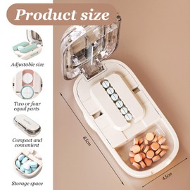 WAVATA Tablet Divider, Tablet Cutter, Pill Divider with Storage Compartment, Tablet Divider for All Tablets, Pill Cutter, Large and Small Tablets for Travel, Pets (White)