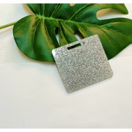 10 piezas de acrílico para insignia, soporte para tarjetas de identificación con purpurina. DIY Bank - Insignia de purpurina para profesor, insignia médica (horizontal, purpurina plateada)