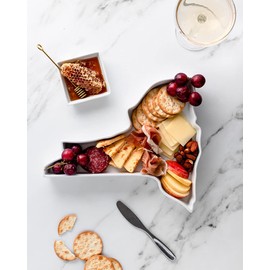 FIFTY UNITED PLATES New York Shaped Baking Dish, Serving Platter or Decorative Tray Charming Porcelain Bakeware Oven Microwave and Dishwasher Safe
