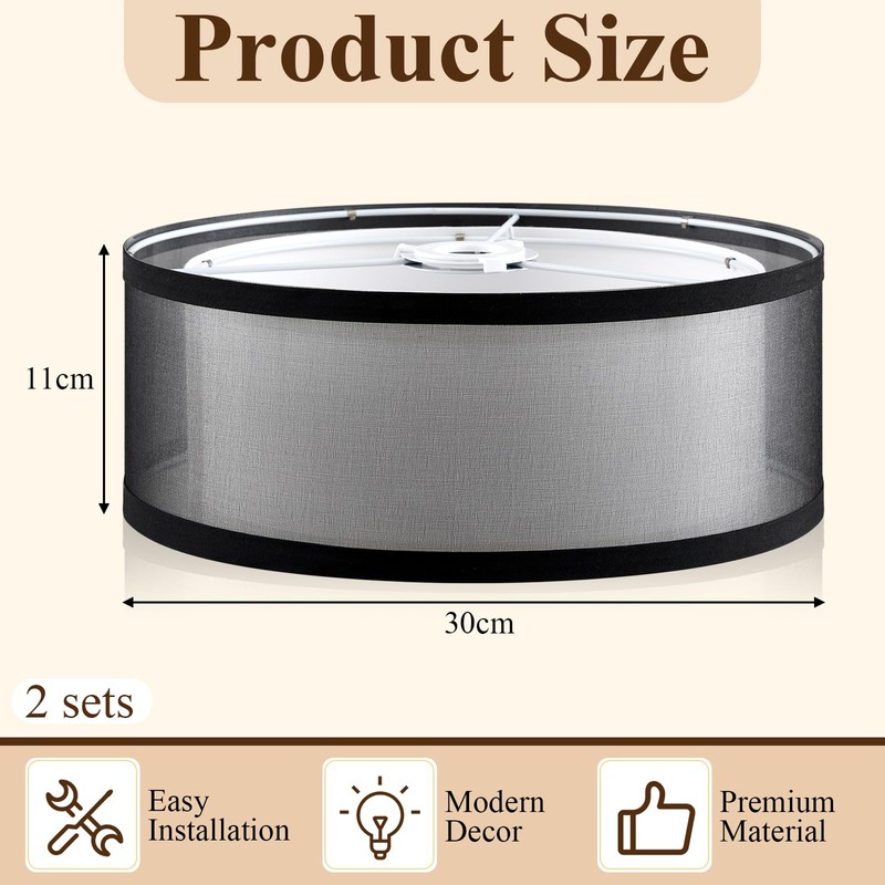 Weewooday 2 Pack 2 Tier Light Shade Ceiling 30cm Modern