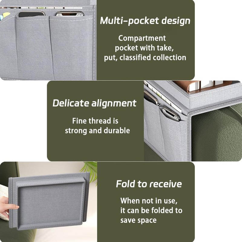 2 Pack Couch Arm Caddy, Armchair caddy with Tray, Sofa