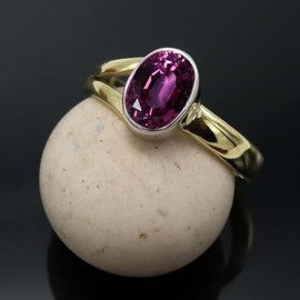SILVERTROVE Gemstone Sterling Silver and Brass Band Ring for Men and Women in All Sizes Jewellery CRG1089AA, Gemstone Precious metal gemstone, Lab grown rhodolite