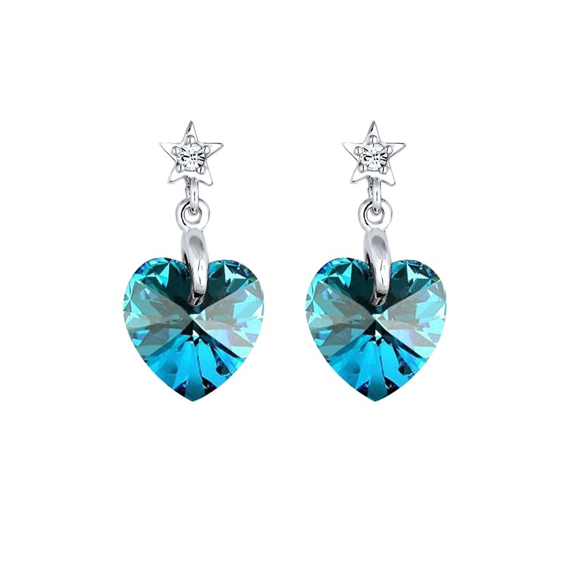 Elli Women's Earrings Heart Star Astro with Crystals, Facet cut,