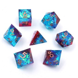 DollaTek Upscale Resin Transparent DND Dice Set Polyhedral Dice RPG Dice Dados Rol D4 D6 D8 D10 D12 D20 Dice Set - Red and Blue