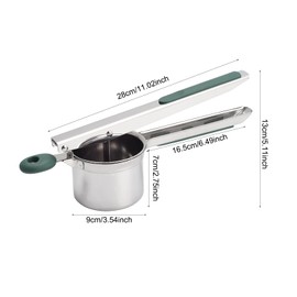 Potato Ricer, Large Heavy Duty Stainless Steel Potato Ricer, 425ml Mashing and Pressing Potato Kitchen Tool Mashed Potato Press (Green-3Discs)