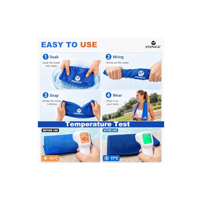 Cooling Towels 6 Pack, YQXCC Soft Microfiber Quick Dry Towels
