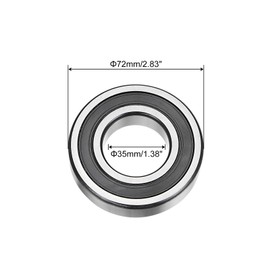 sourcing map 6207-2RS Deep Groove Ball Bearing,35 x 72 x 17mm C3 Double Rubber Sealed Chrome Steel Bearings,Black