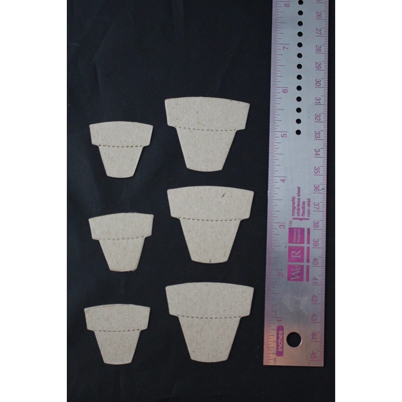 Flower Pots Bare Unfinished Chipboard 6 Die Cuts - 2