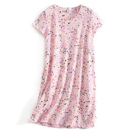 SISKIN Nightgowns for Women Cotton Sleep Shirts Womens Nightgown Short Sleeves Print Night Shirts Soft Sleepwear Pink Star XL