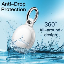 JETech 4 Stück wasserdichte Hülle für AirTag mit Schlüsselanhänger, Ganzkörper Anti-Kratzer Air Tag Schlüsselring Halter Schutzhülle für Kinder, Haustierhalsband (Schwarz/Schwarz/Klar/Klar)